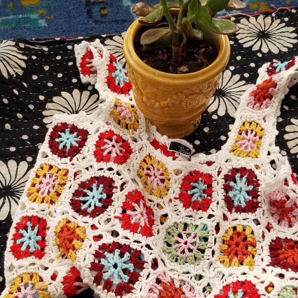 Boho crochet crop top tank